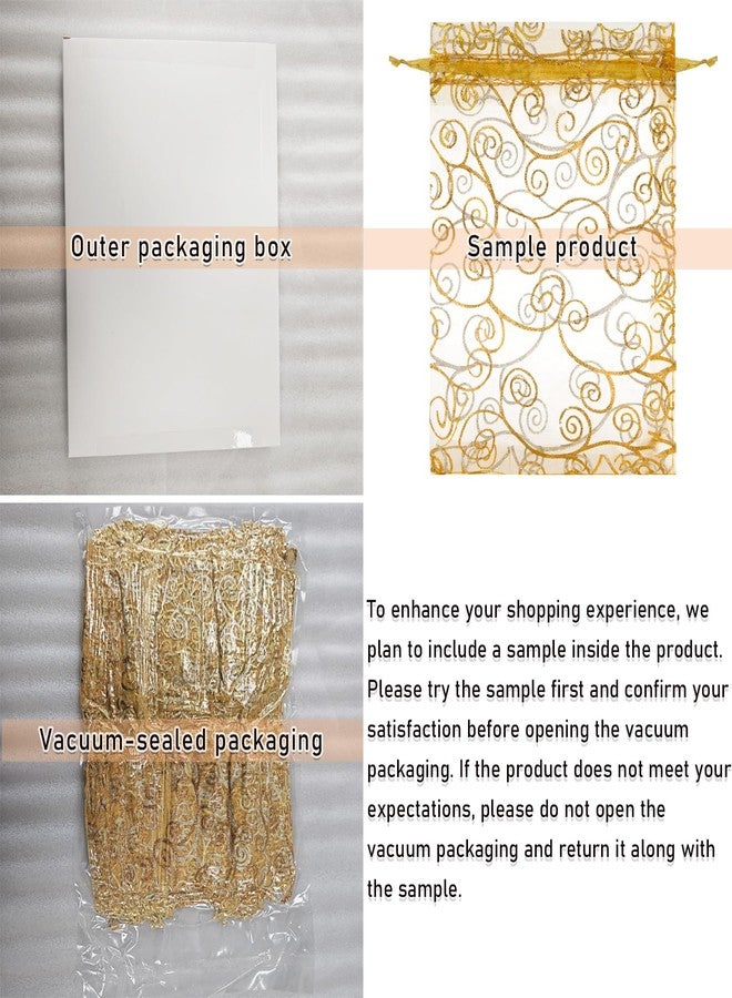 Staruby Organza Gift Bags 100Pcs Gold Sheer Organza Bag 4x6 Inch Mesh Favor Bags Drawstring Jewelry Rattan Printed Gift Pouches for Wedding Party Favors Couple Shower Christmas Gifts Candy Bags - Image 3